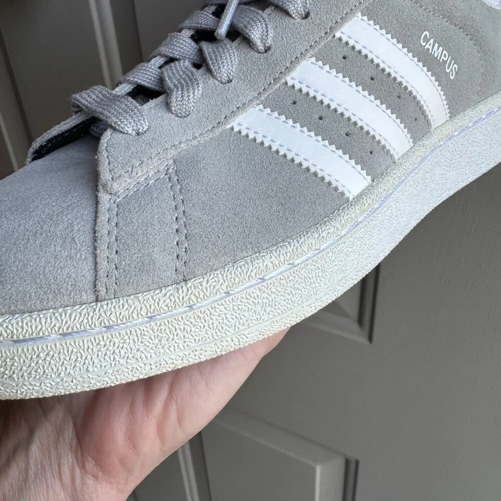 ADIDAS Campus Casual Sneakers Mens Sz 7.5 Gray White Suede Retro